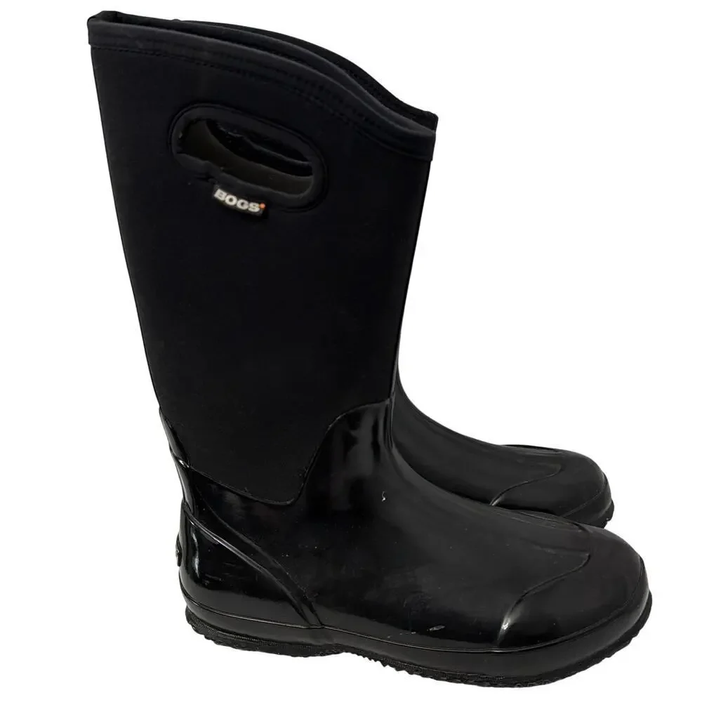 Bogs Boots Women's 12 Classic High Handle Rain Black Rubber Neoprene Waterproof
